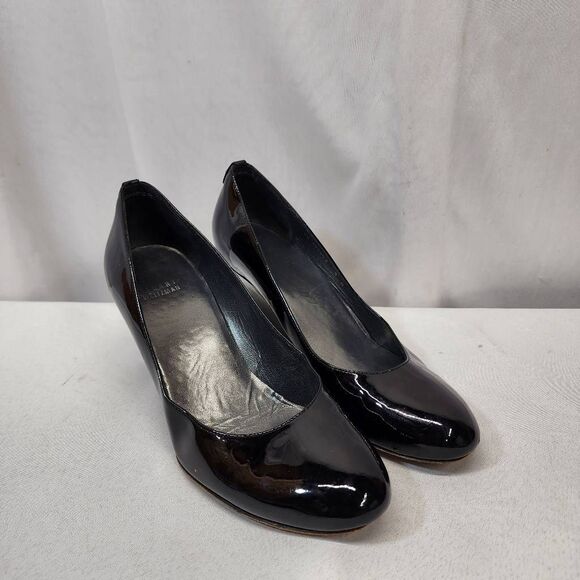 Stuart Weitzman Shoes - Stuart Weitzman Black Patent Leather Wedge Heel Pumps Women's Size 9 Round Toe